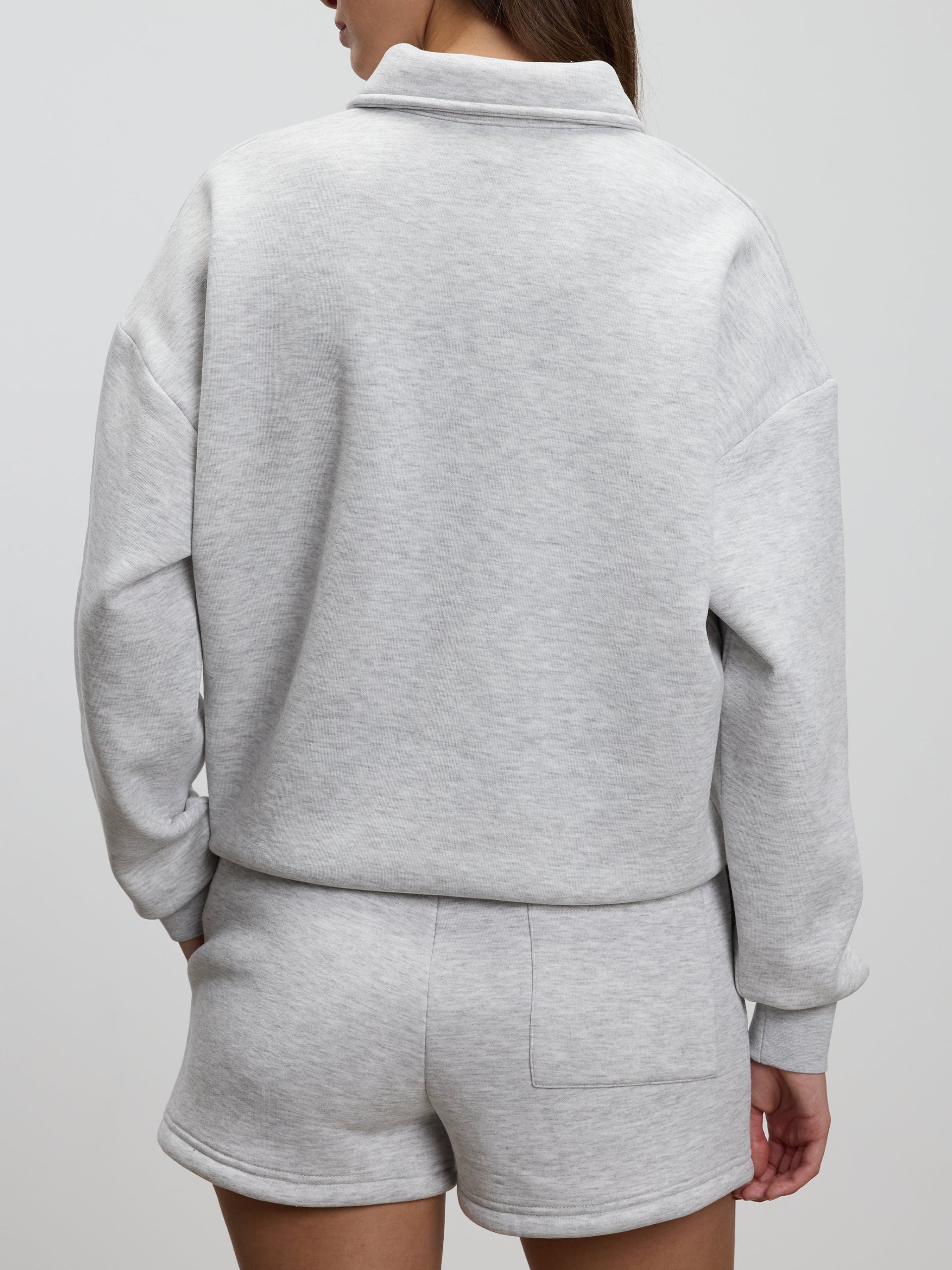 Womens Neoprene Long Sleeve Polo Shirt in Marl Grey