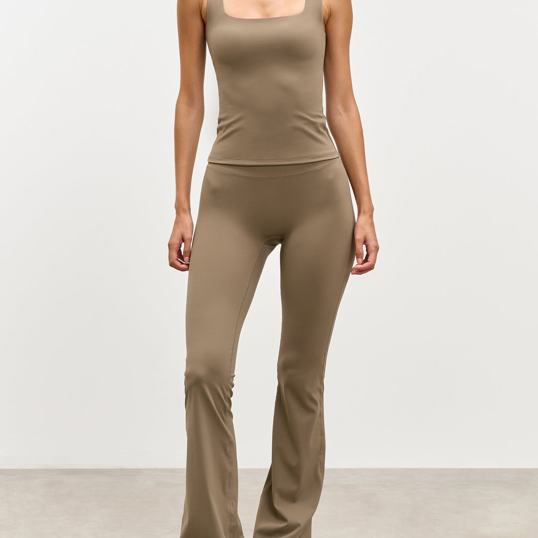 Womens Active Square Neck Vest in Taupe