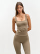 Womens Active Square Neck Vest in Taupe