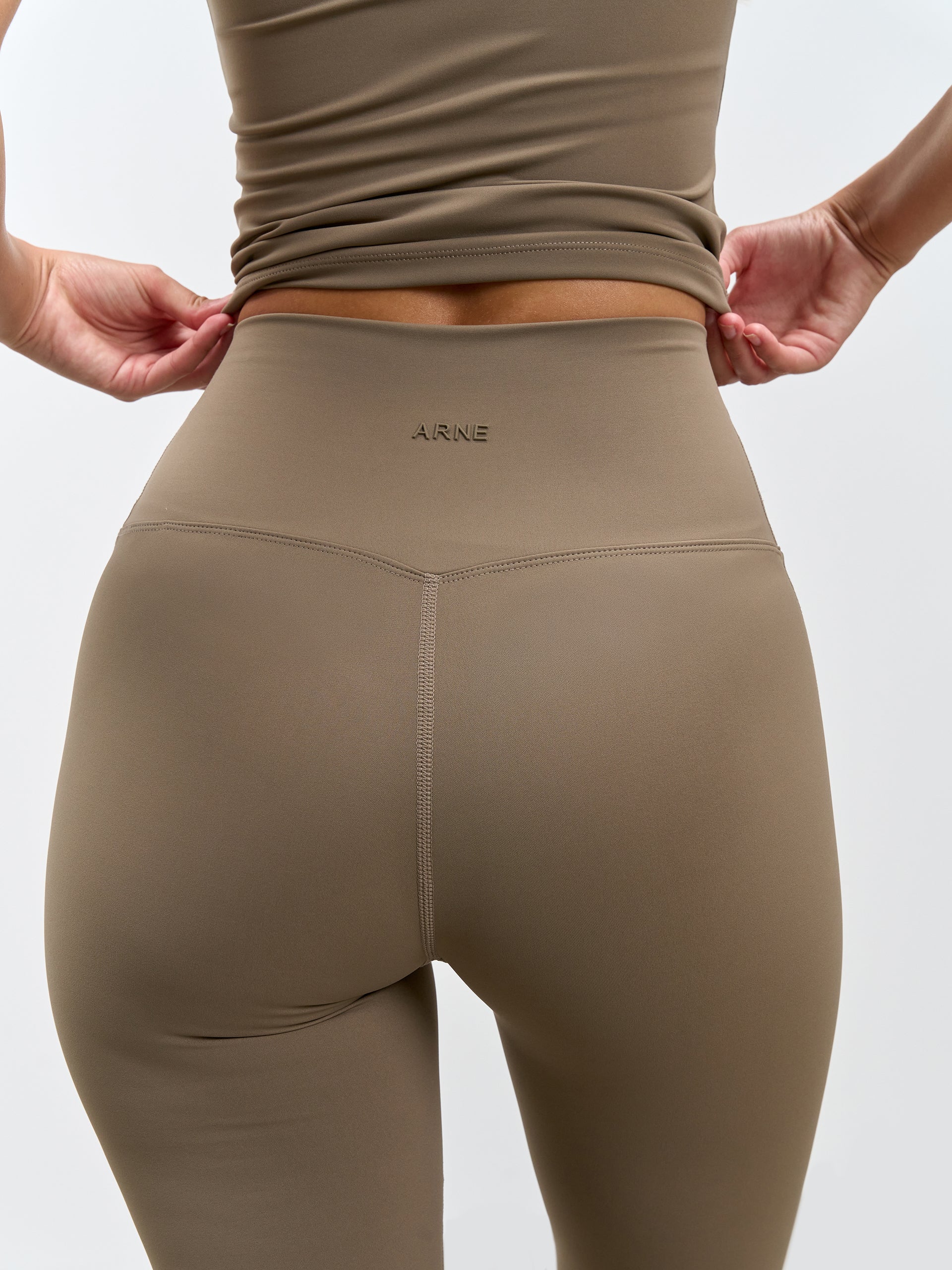 Womens Active Flared Legging in Taupe