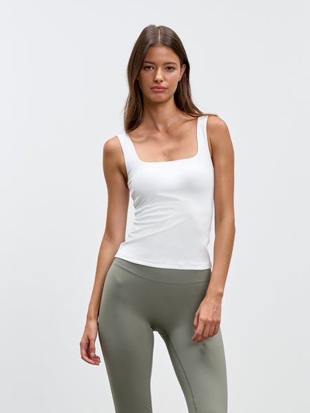 Womens Active Square Neck Vest in White