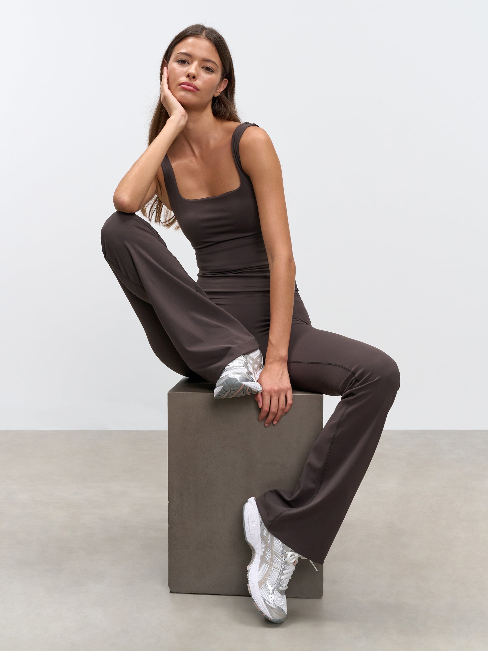Womens Active Square Neck Vest in Brown