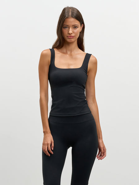 Womens Active Square Neck Vest in Black