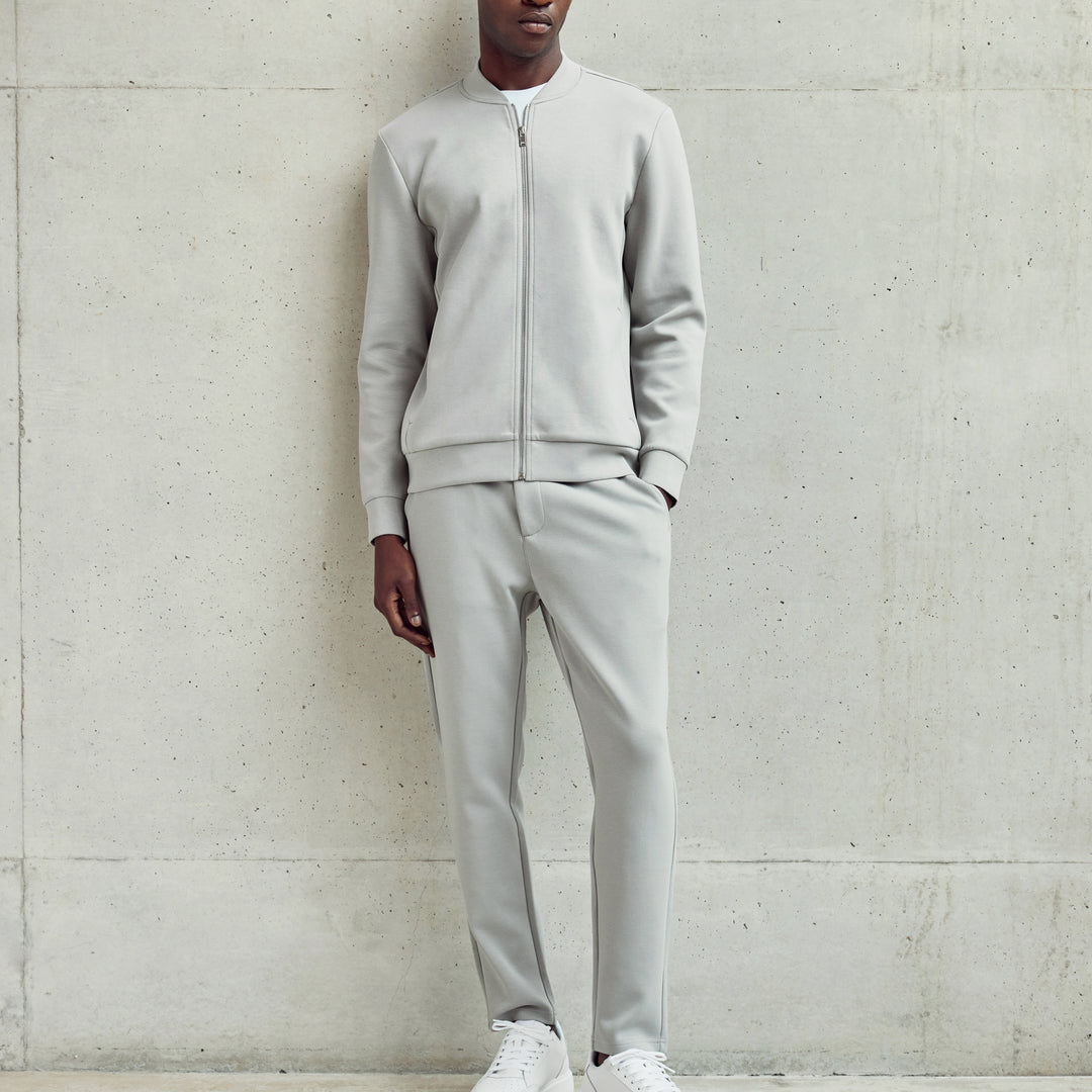 Tailored Interlock Bomber Jacket in Stone