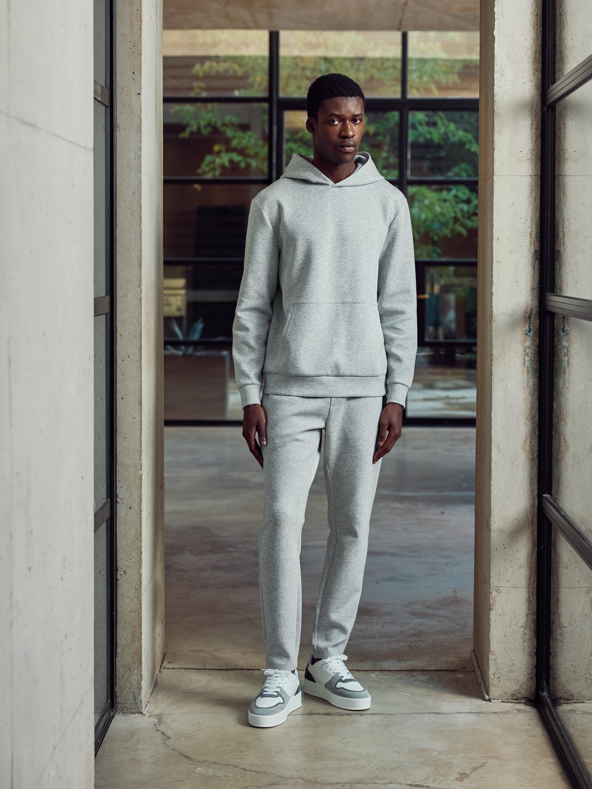 Interlock Jersey Essential Hoodie in Marl Grey