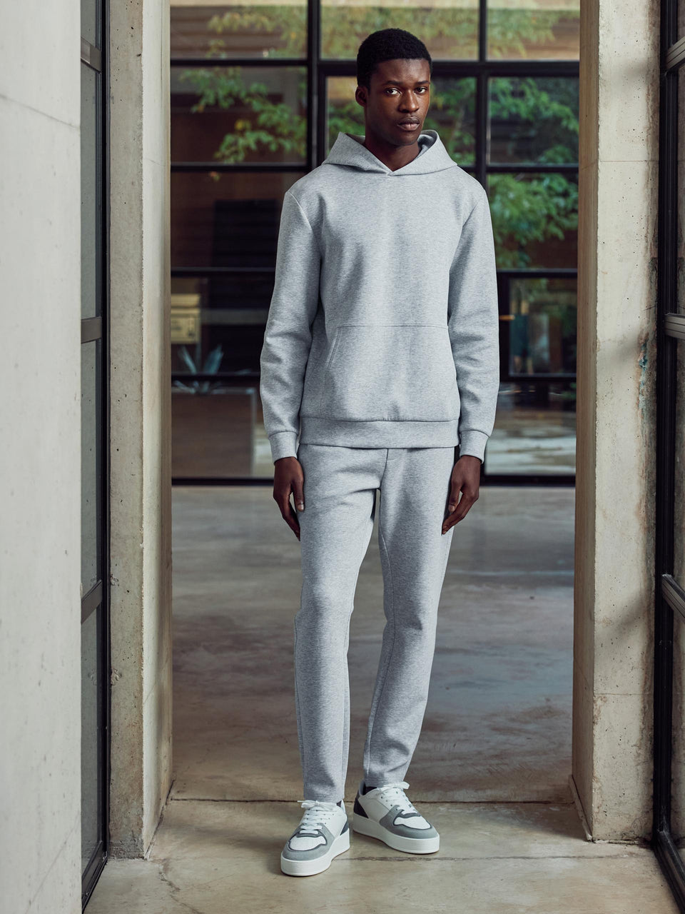 Interlock Jersey Essential Hoodie in Marl Grey