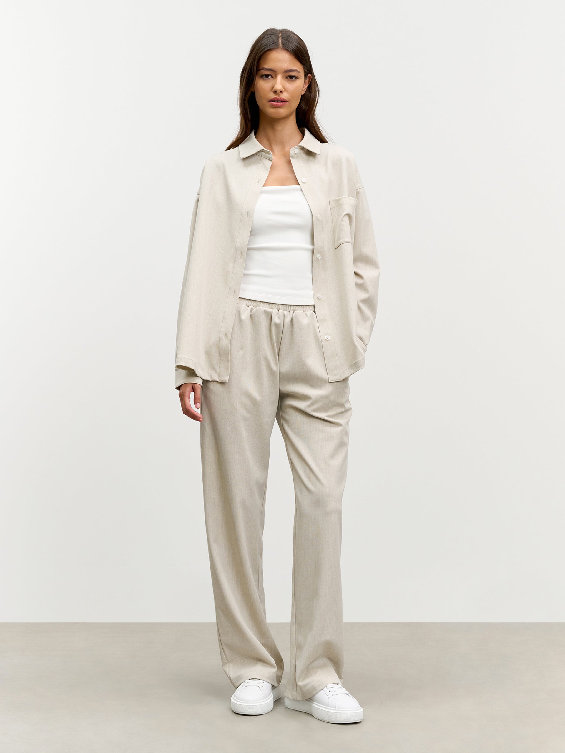 Womens Pull On Trouser in Stone