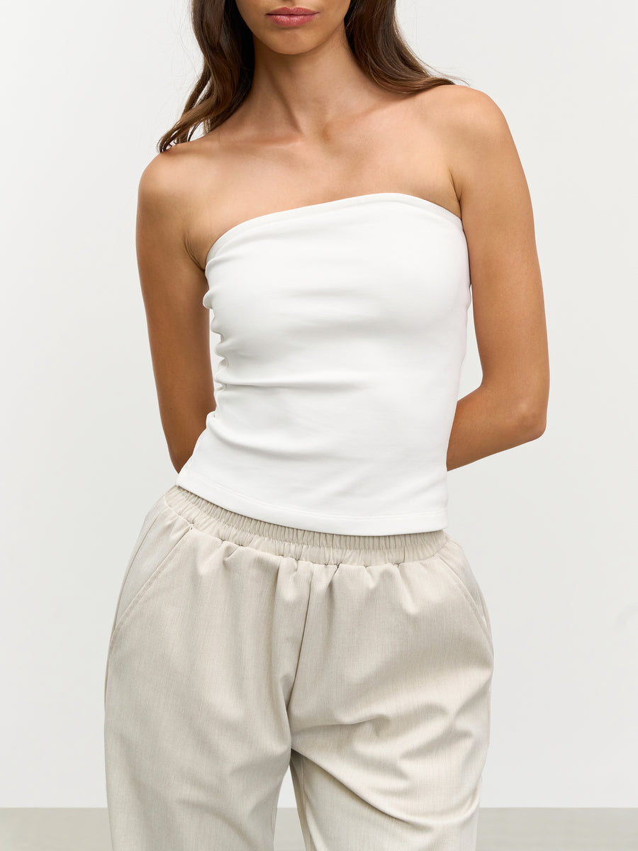 Womens Jersey Bandeau Top in White