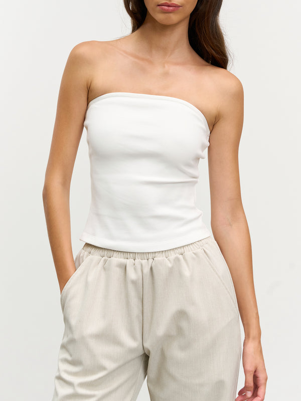 Womens Jersey Bandeau Top in White