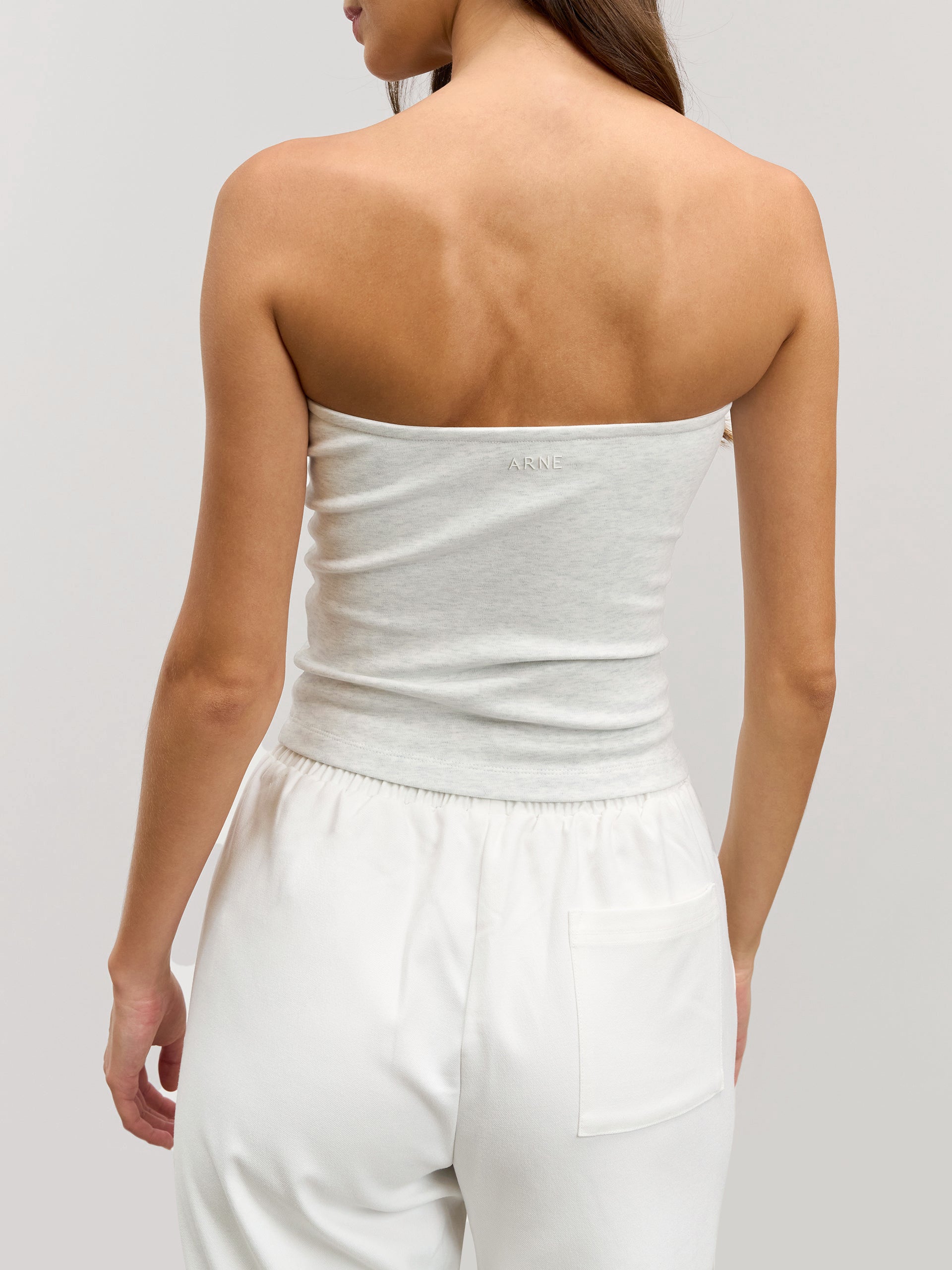 Womens Jersey Bandeau Top in Marl Grey