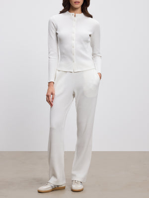 Womens Waffle Straight Leg Trouser in Ecru