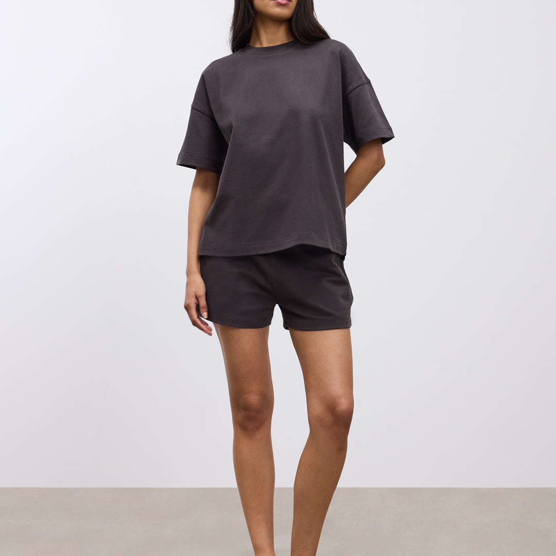 Womens Brushed Relaxed T-Shirt in Brown