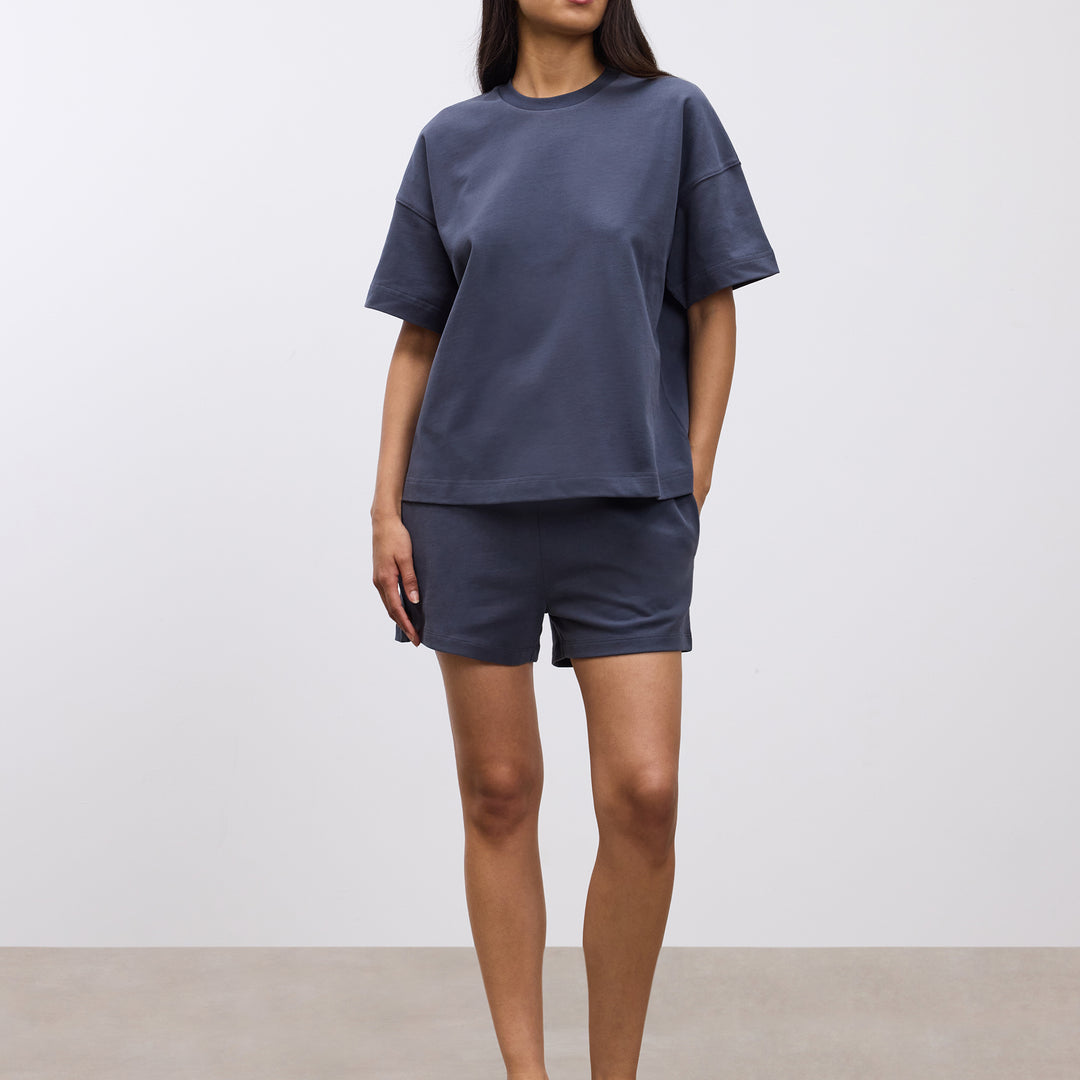 Womens Brushed Relaxed T-Shirt in Slate Blue