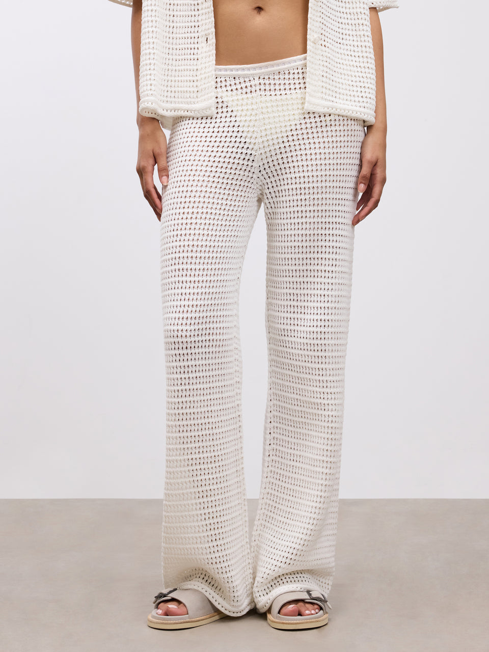 Womens Crochet Trouser in Ecru
