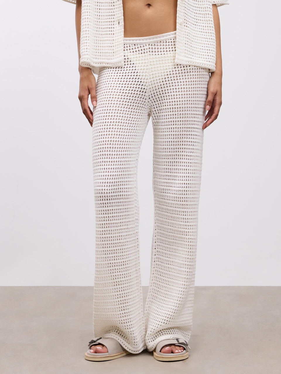 Womens Crochet Trouser in Ecru