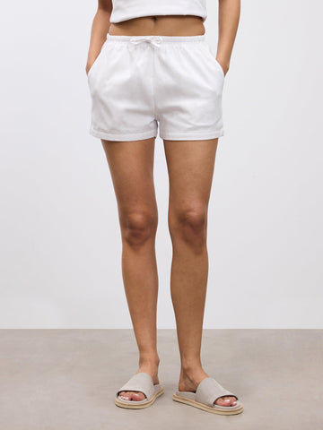 Womens Linen Short in White
