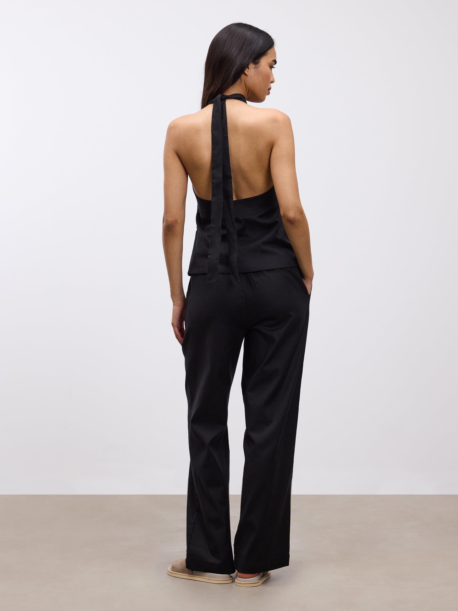 Womens Linen Trouser in Black