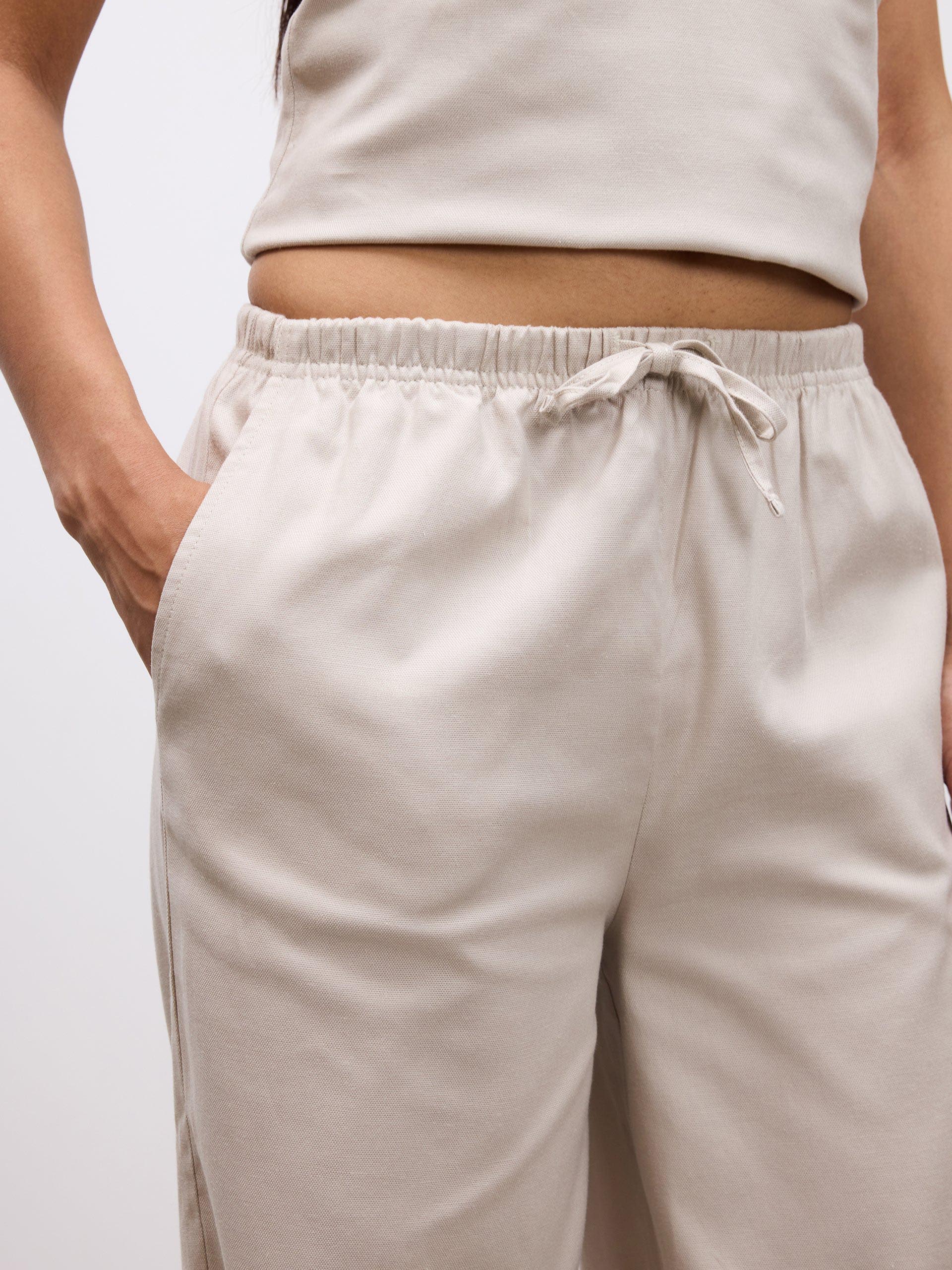 Womens Linen Trouser in Stone