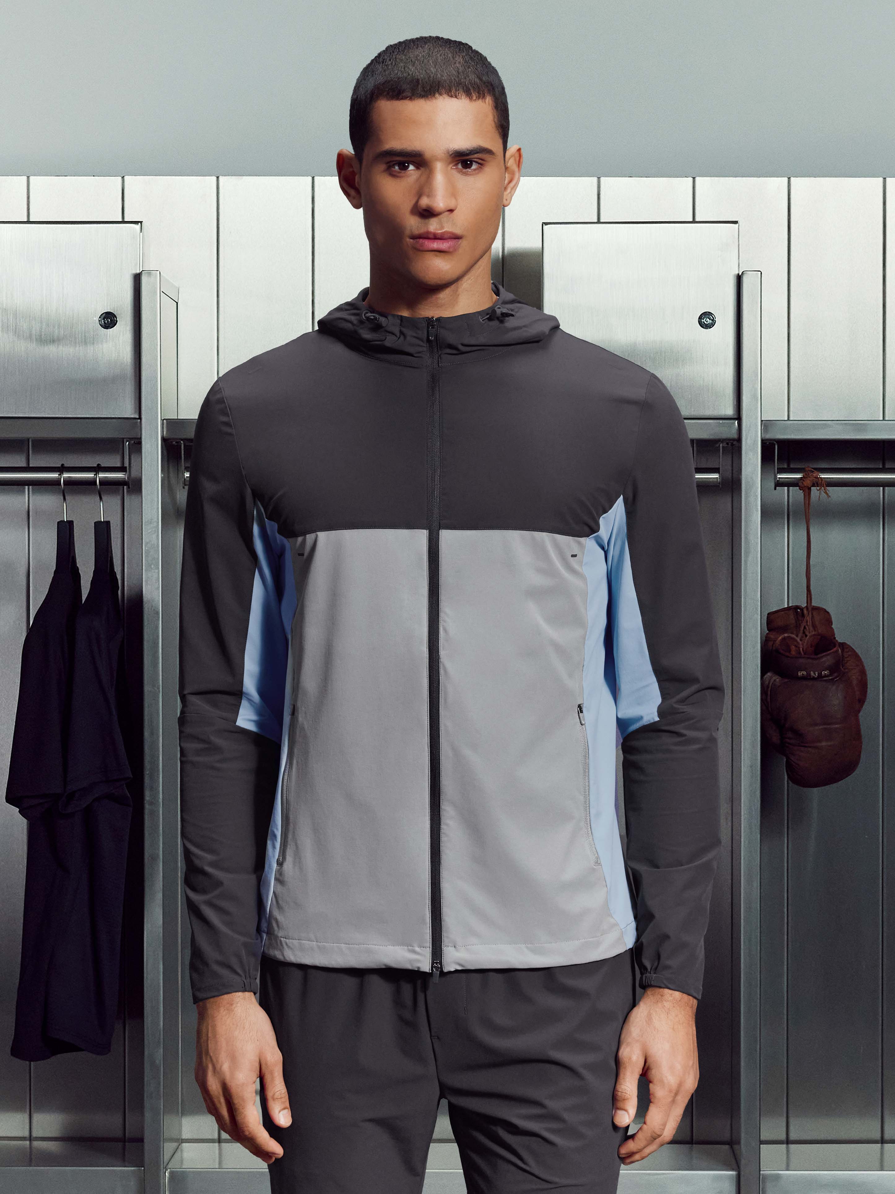 Active Colour Block Windbreaker in Mid Grey