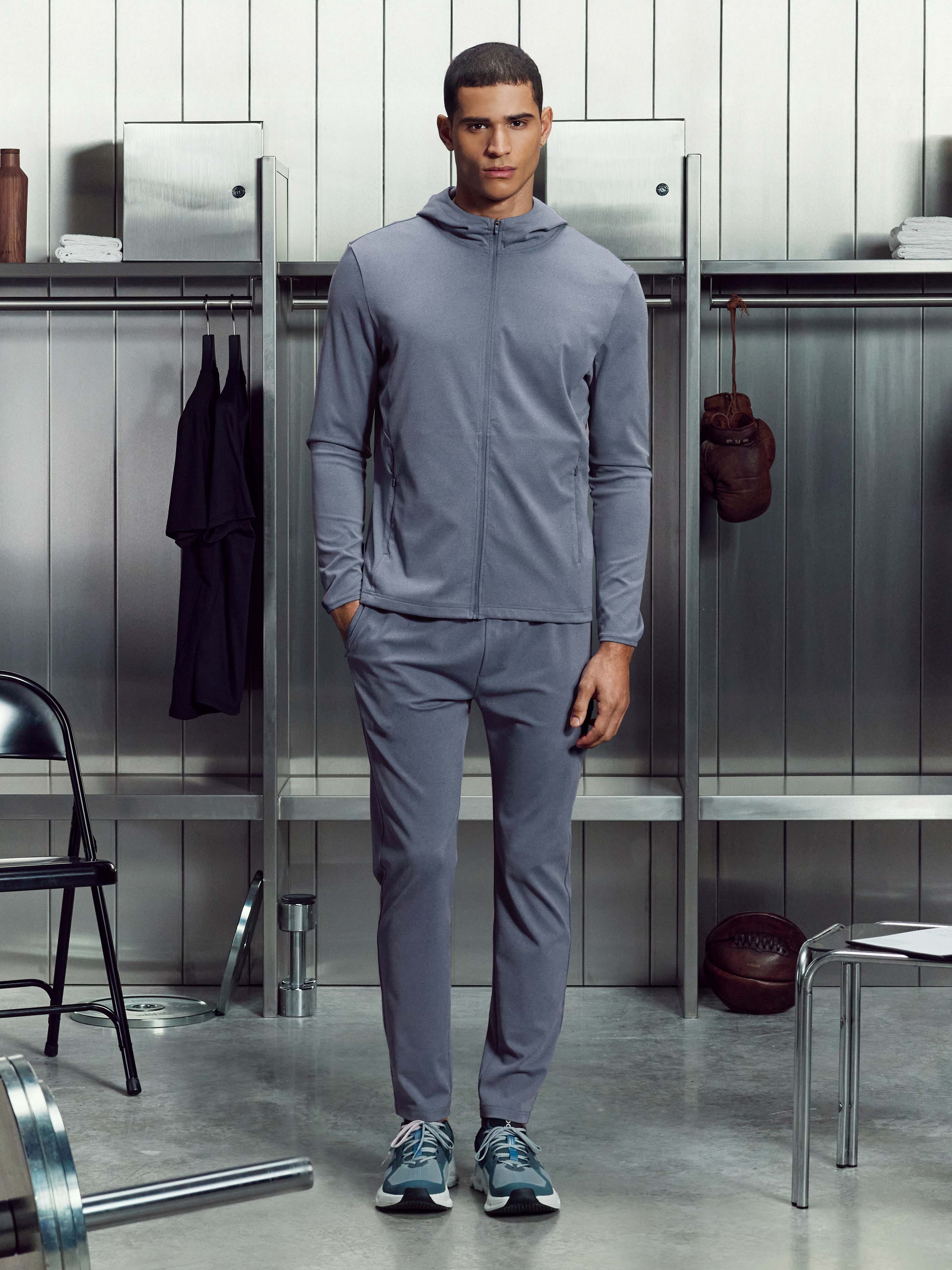 Active Jersey Zip Hoodie in Navy Marl