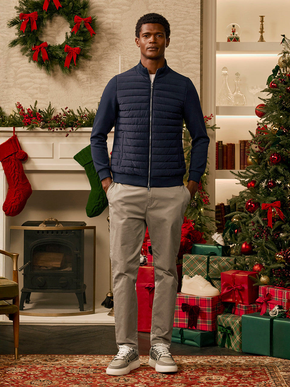 Hybrid Quilted Jacket in Navy