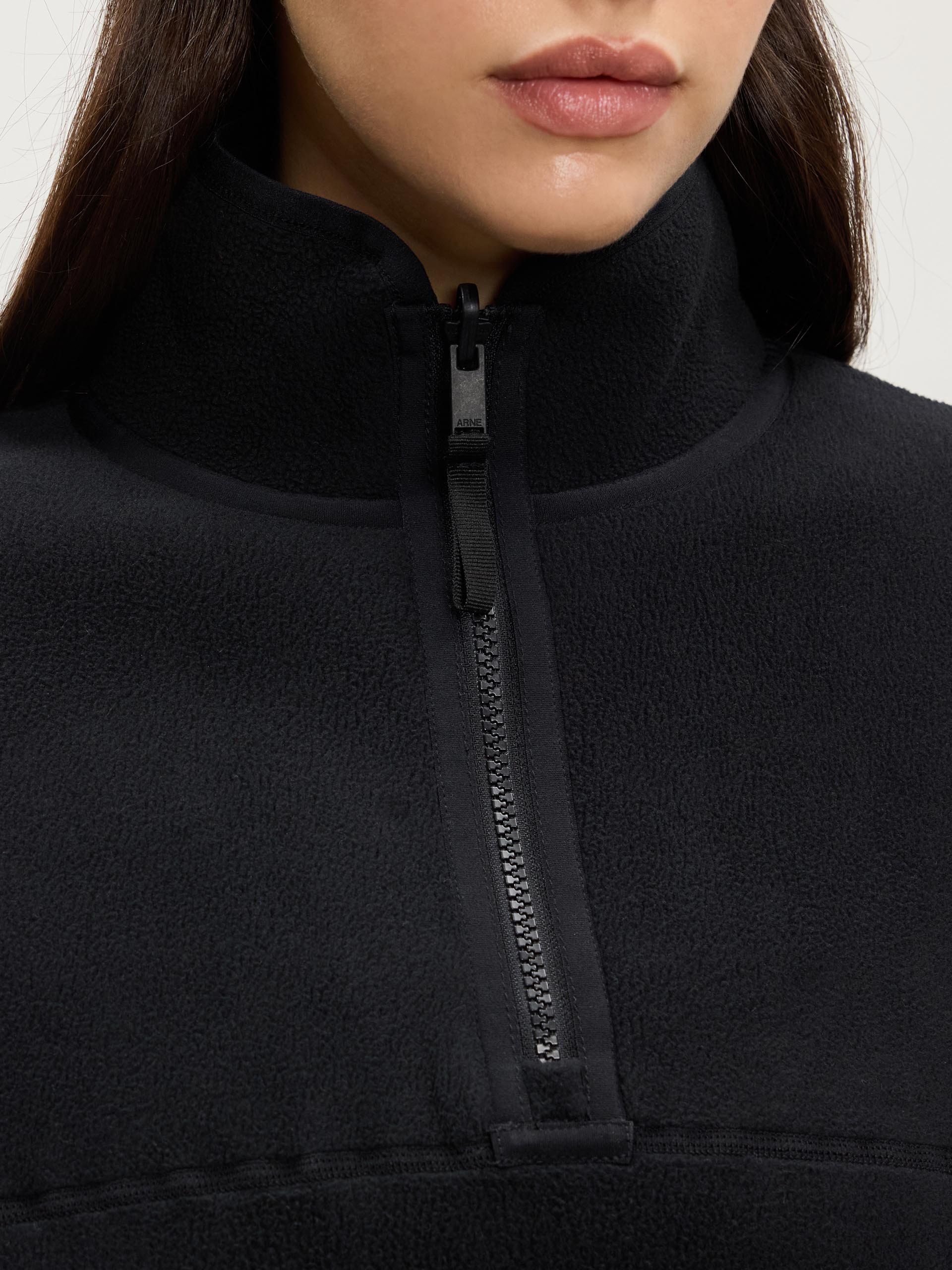 Womens Reversible Sherpa Fleece Half Zip in Black
