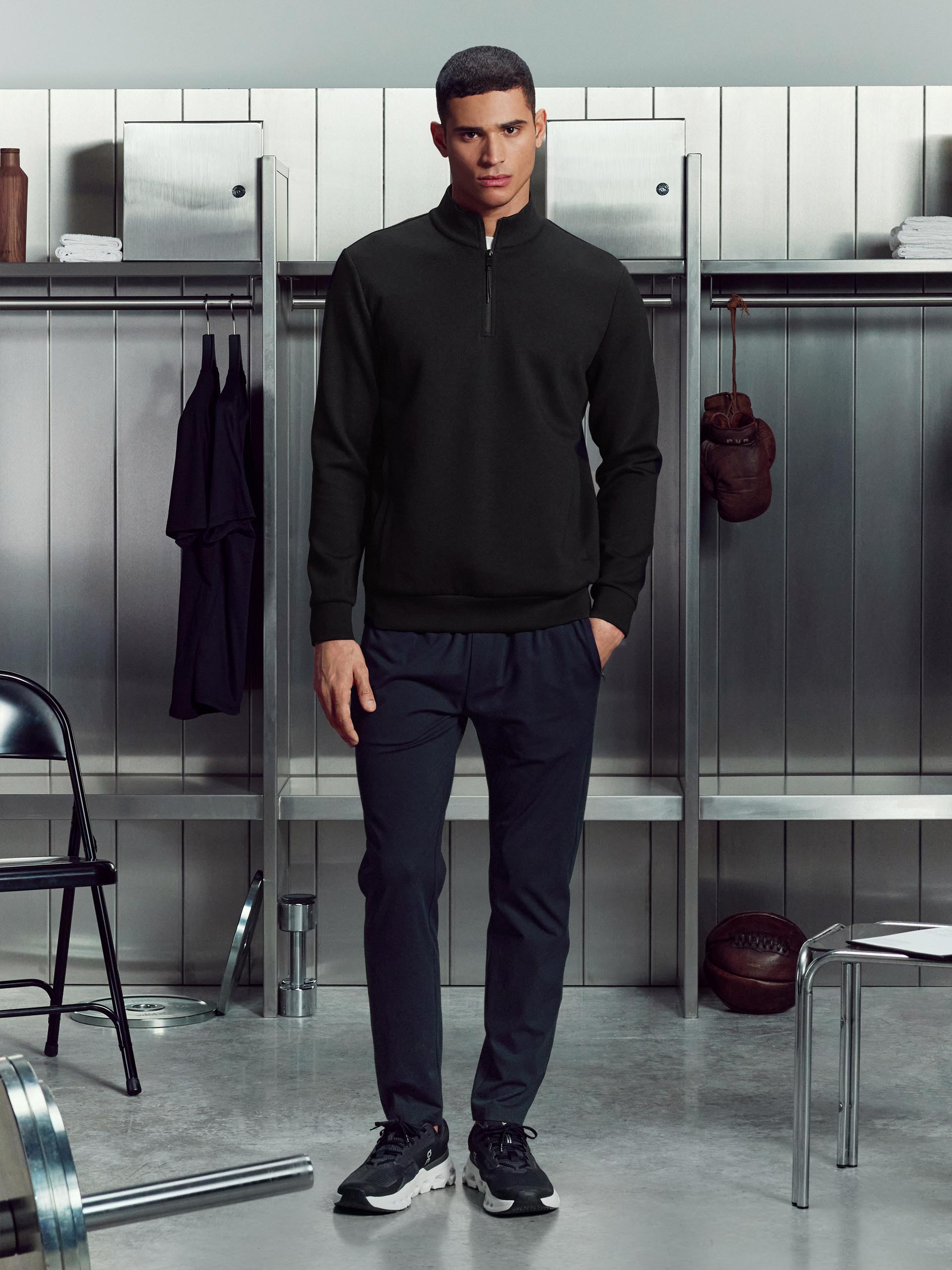 Interlock Jersey Technical Half Zip in Black