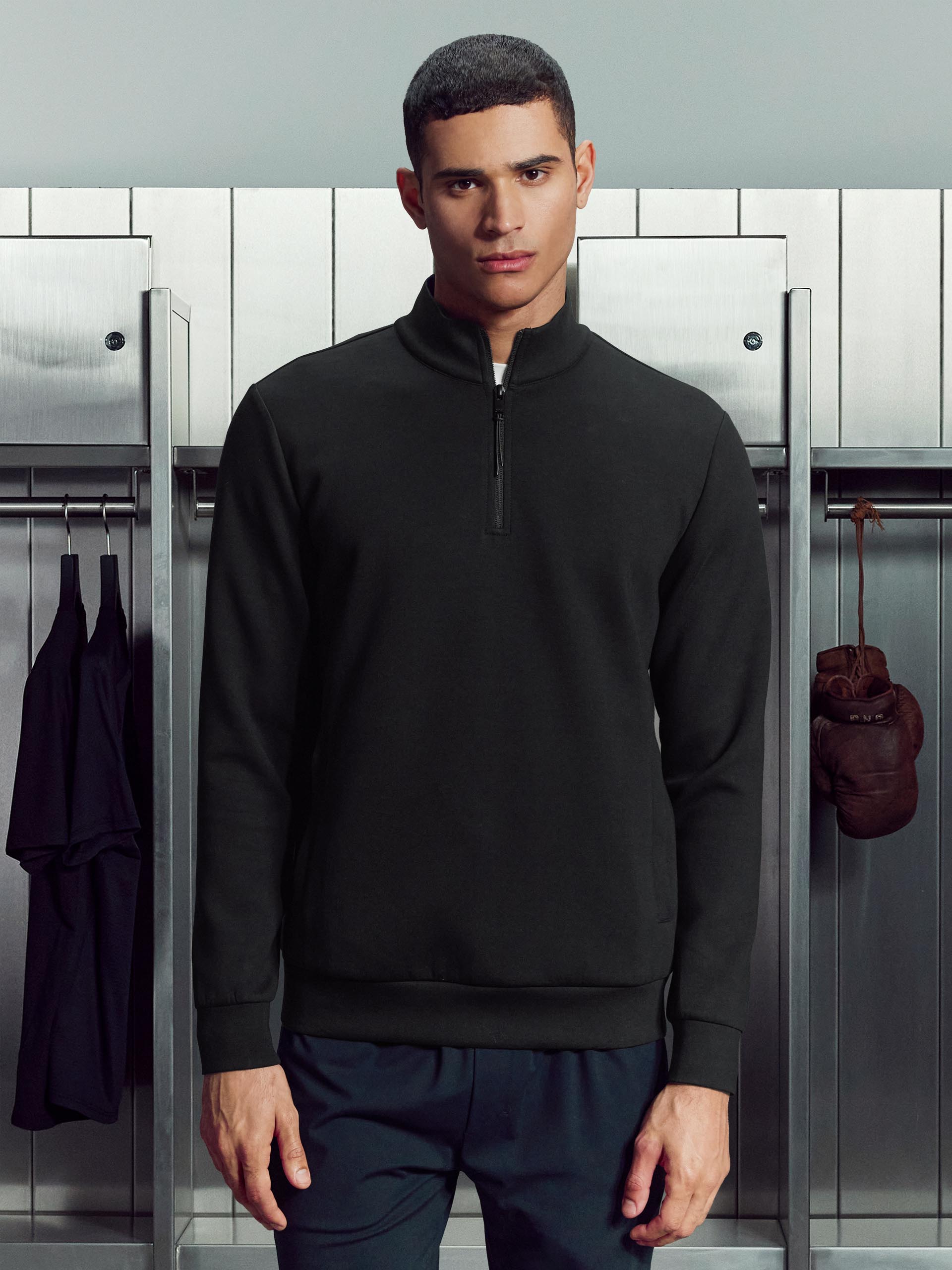 Interlock Jersey Technical Half Zip in Black