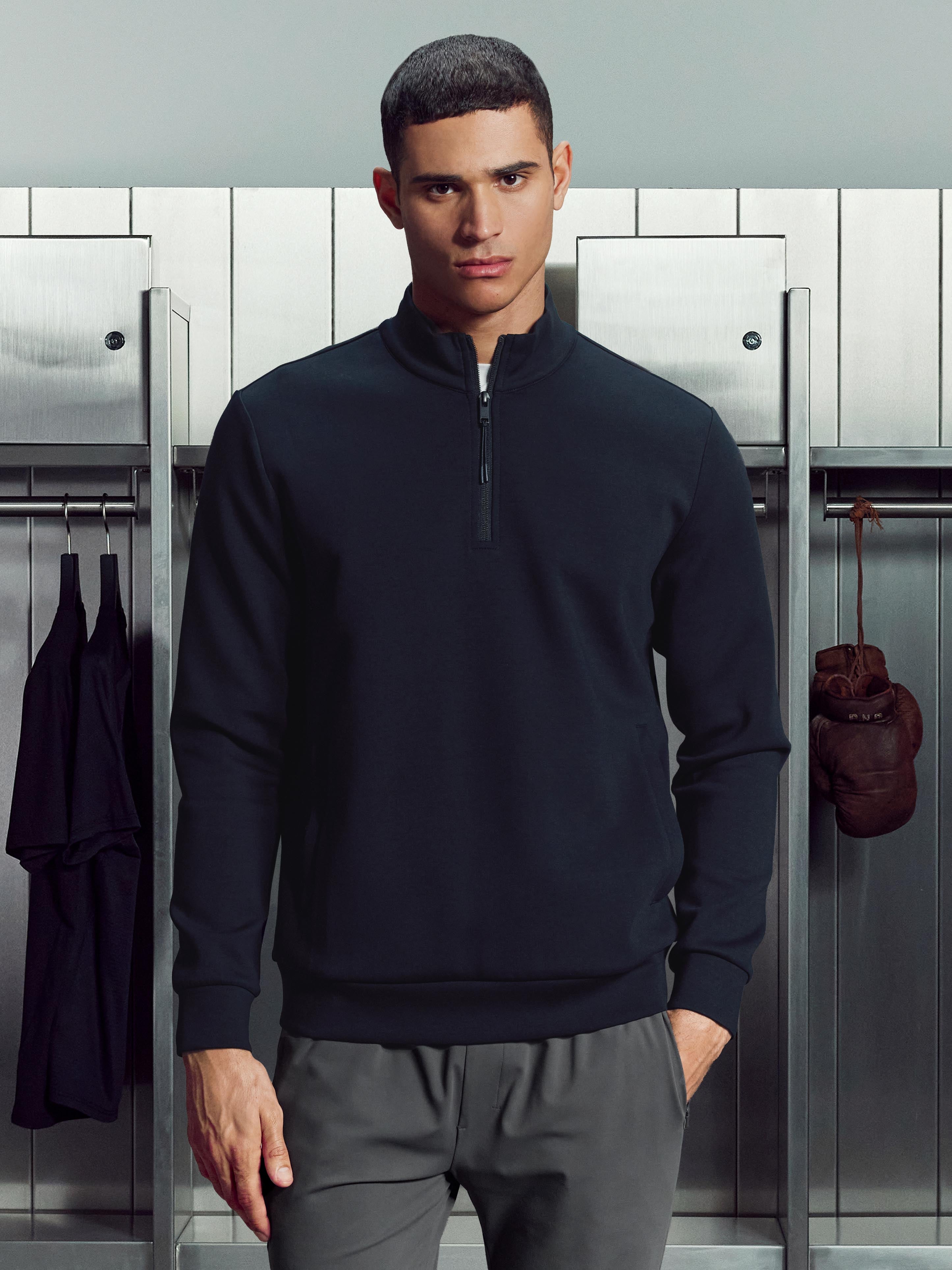 Interlock Jersey Technical Half Zip in Navy