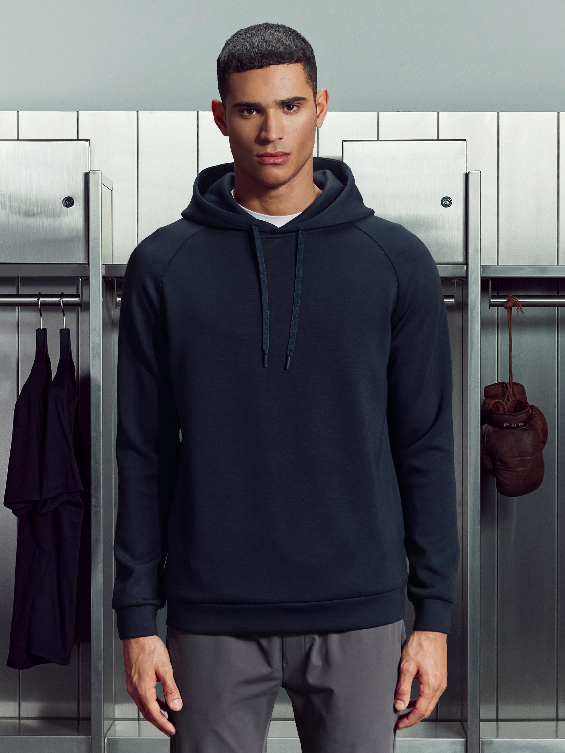 Soft Interlock Active Hoodie in Navy