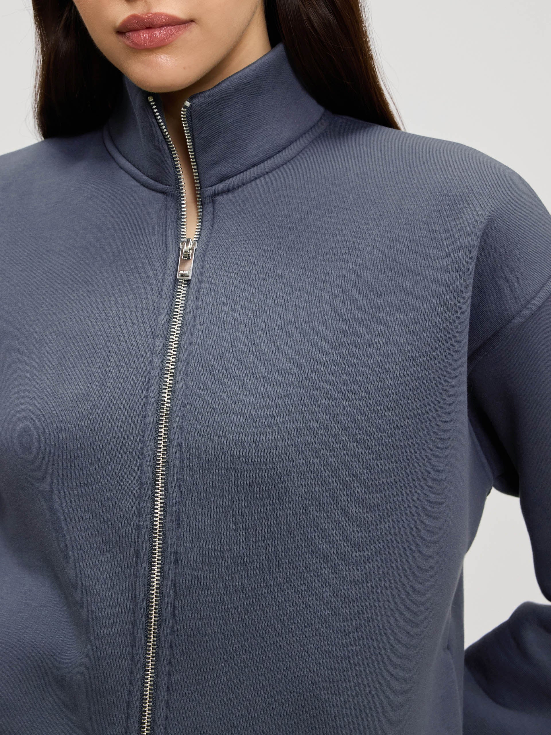 Womens Neoprene Funnel Neck Jacket in Slate Blue