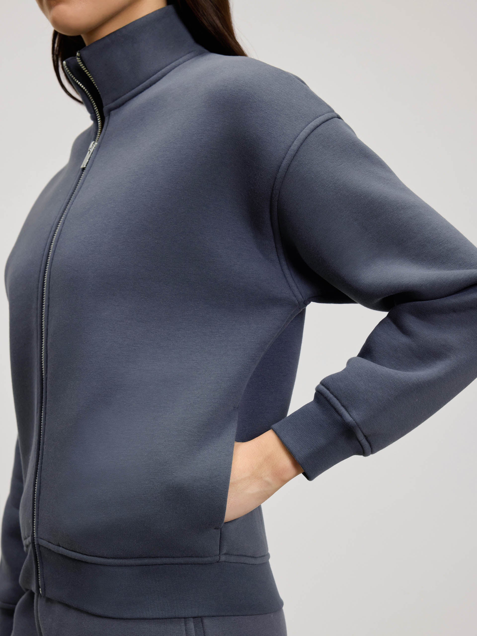 Womens Neoprene Funnel Neck Jacket in Slate Blue