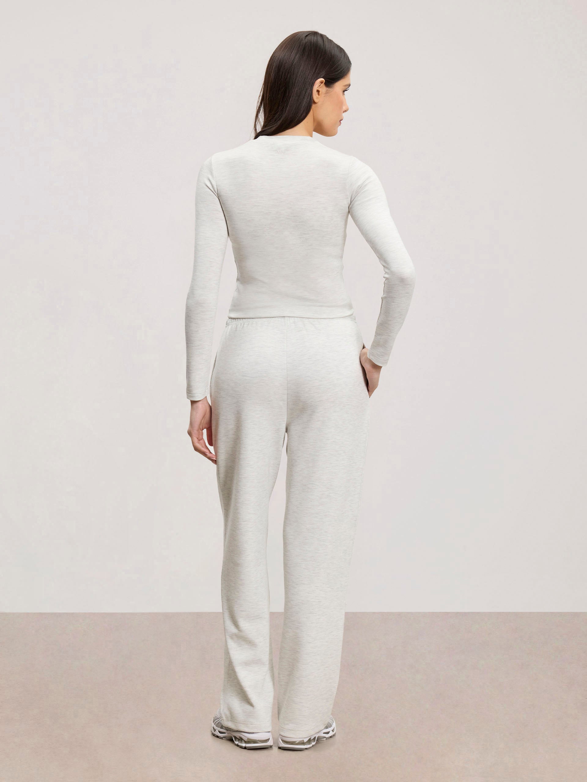 Womens Soft Interlock Long Sleeve Top in Marl Grey