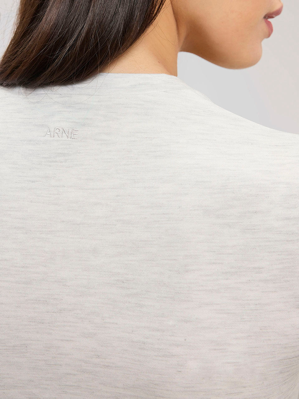 Womens Soft Interlock Long Sleeve Top in Marl Grey