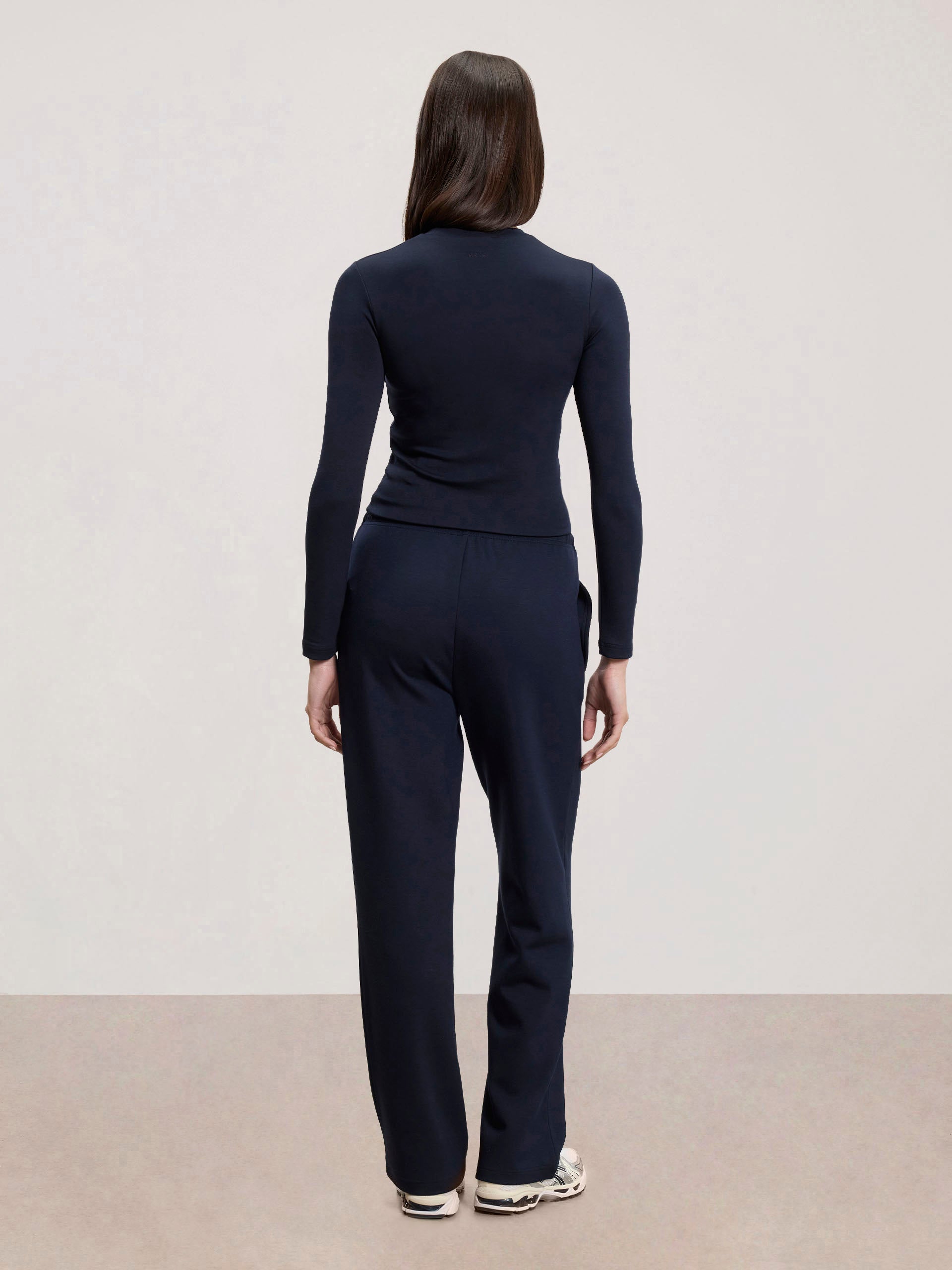 Womens Soft Interlock Long Sleeve Top in Navy