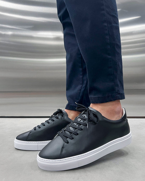 Low Essential Leather Trainer in Black
