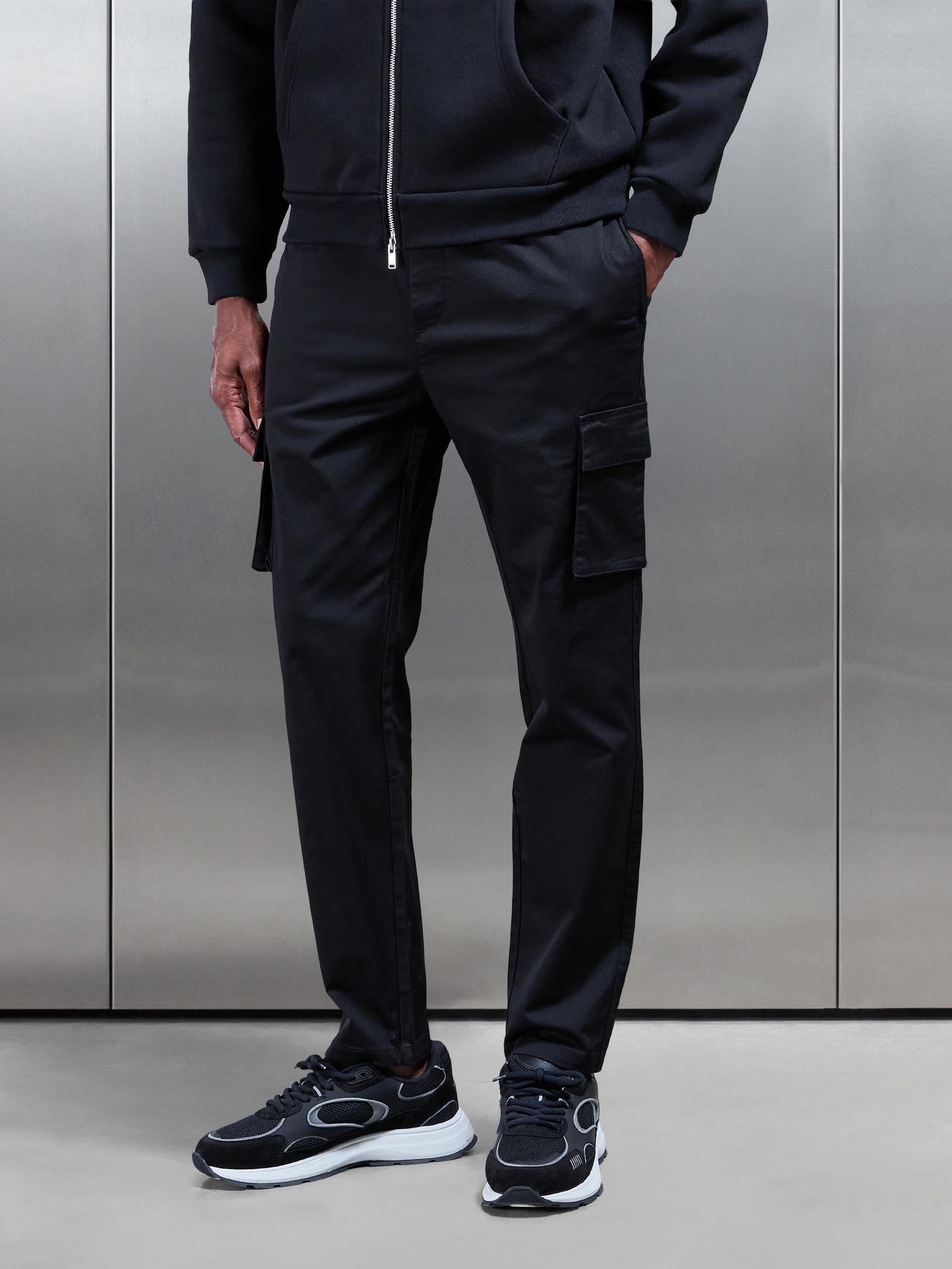 3D Cotton Cargo Pant in Black