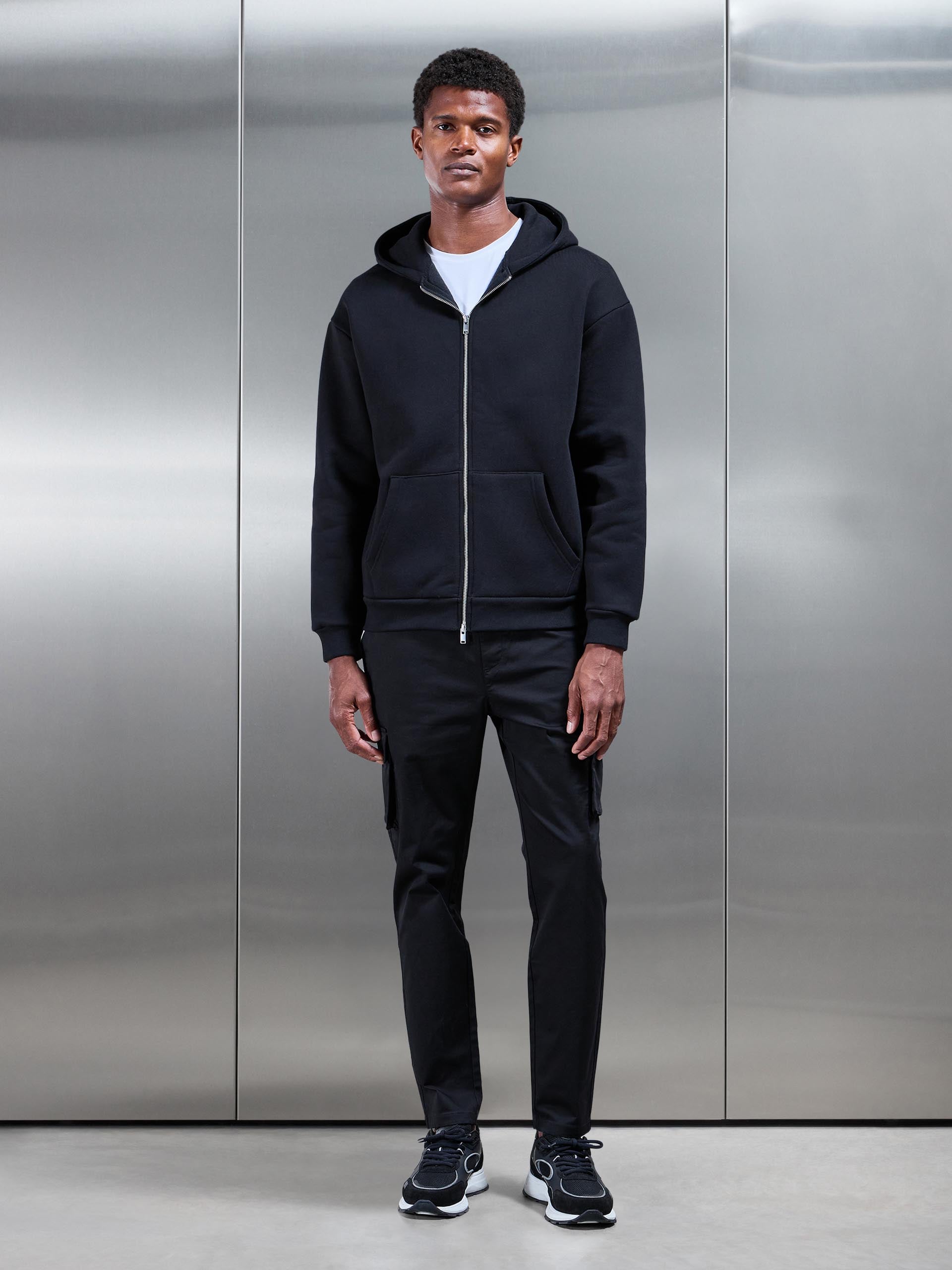 3D Cotton Cargo Pant in Black