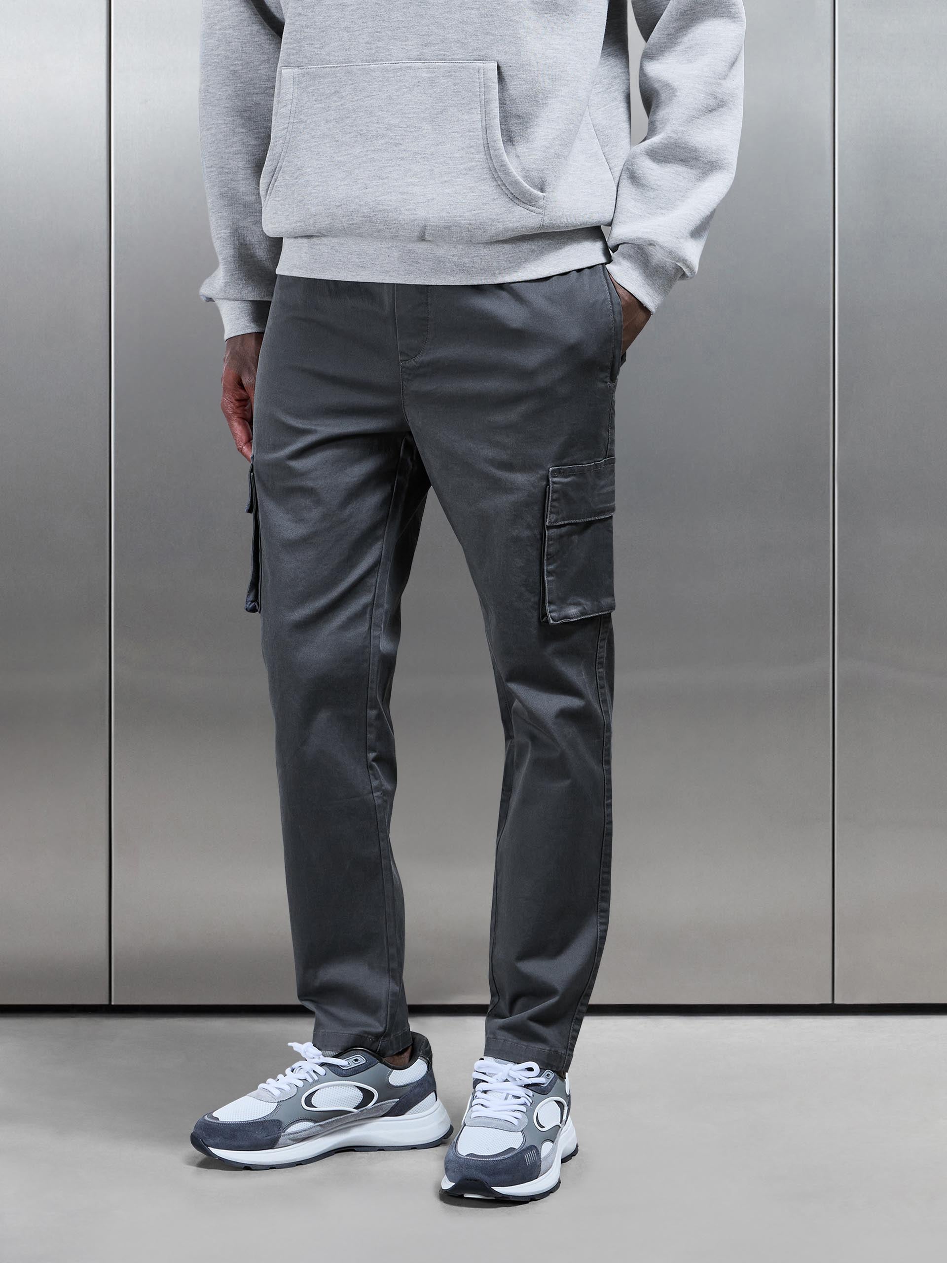 3D Cotton Cargo Pant in Grey