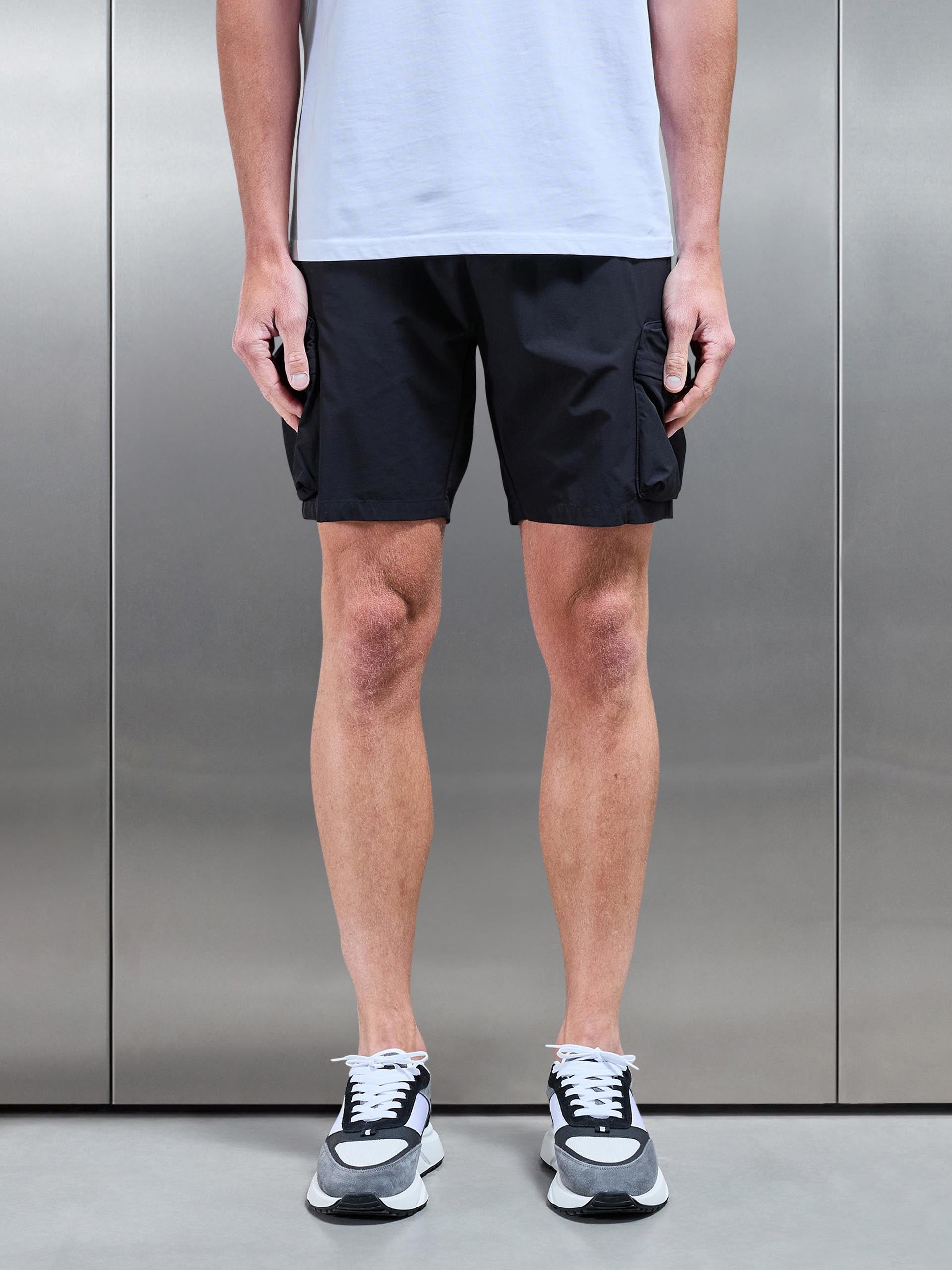 3D Pocket Cargo Short in Black
