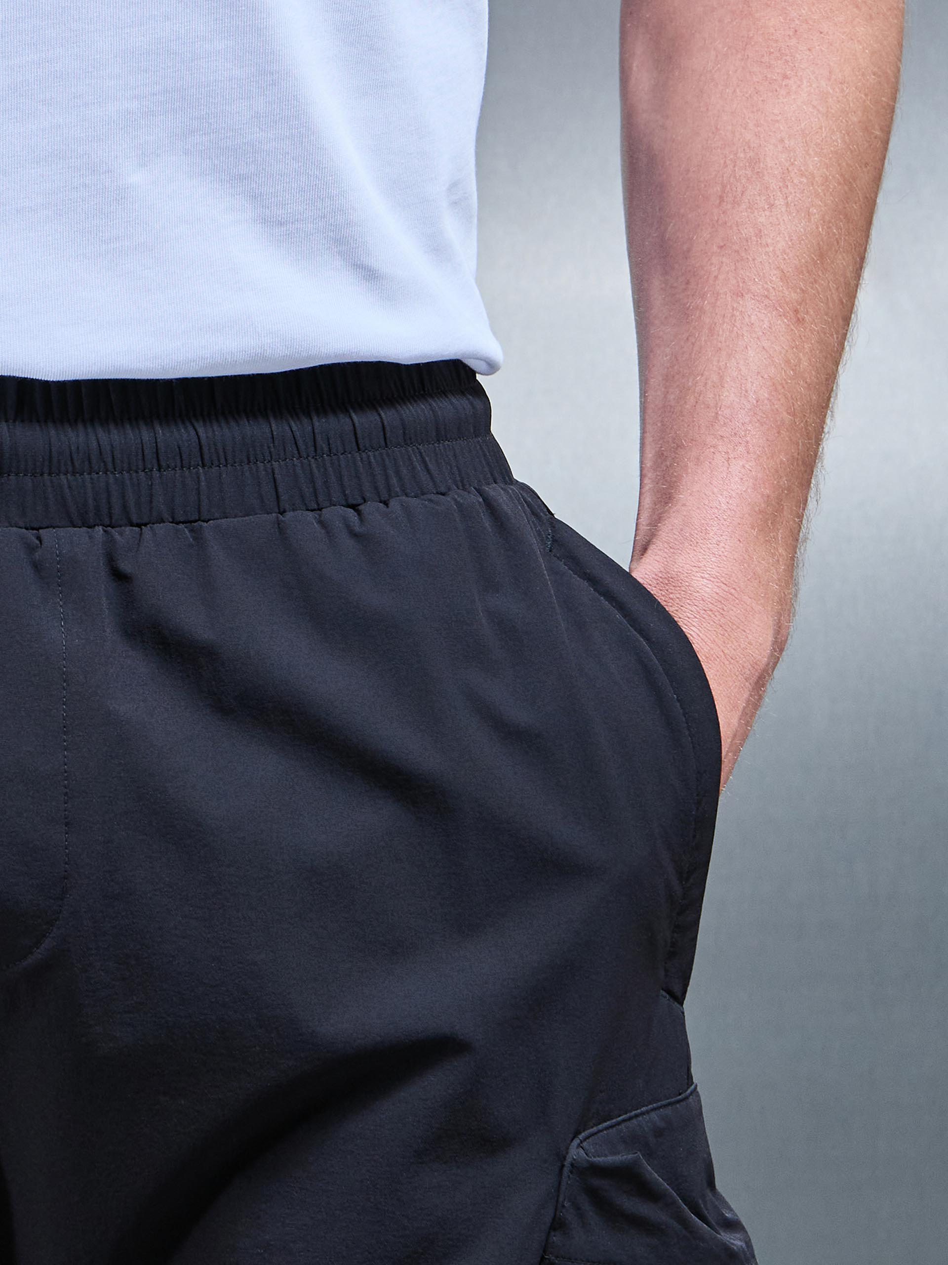 3D Pocket Cargo Short in Black