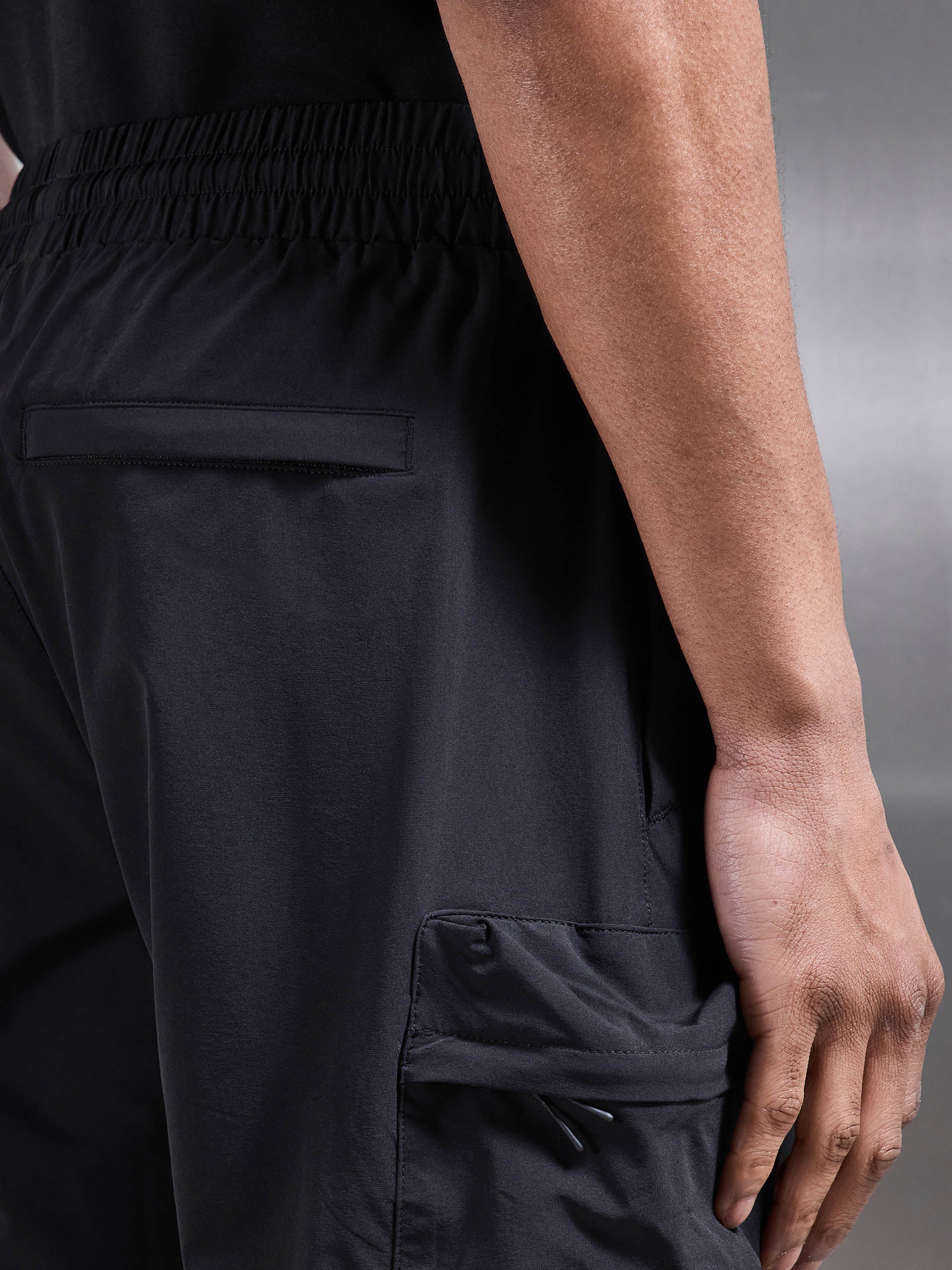 3D Pocket Cargo Short in Black