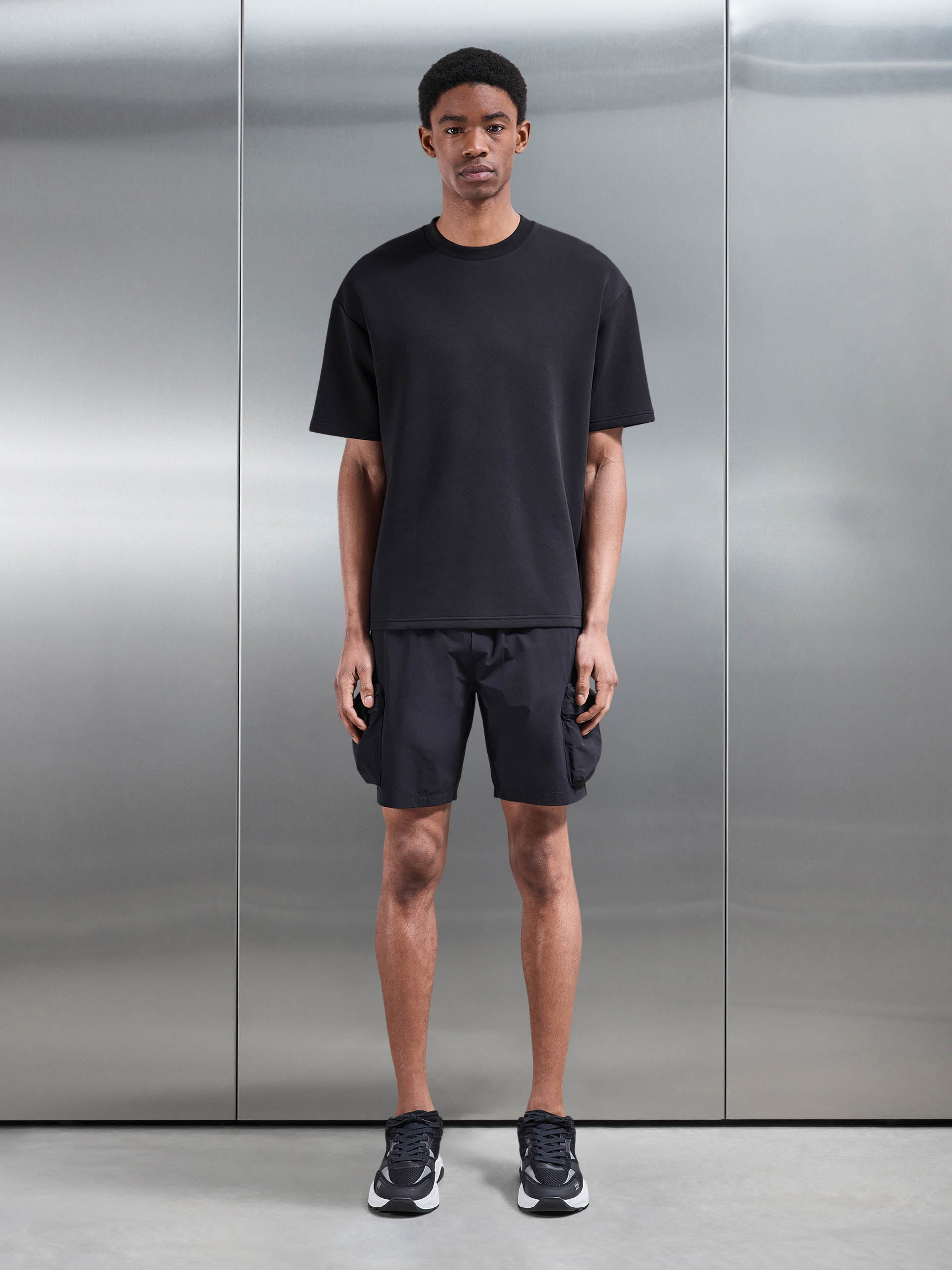 3D Pocket Cargo Short in Black
