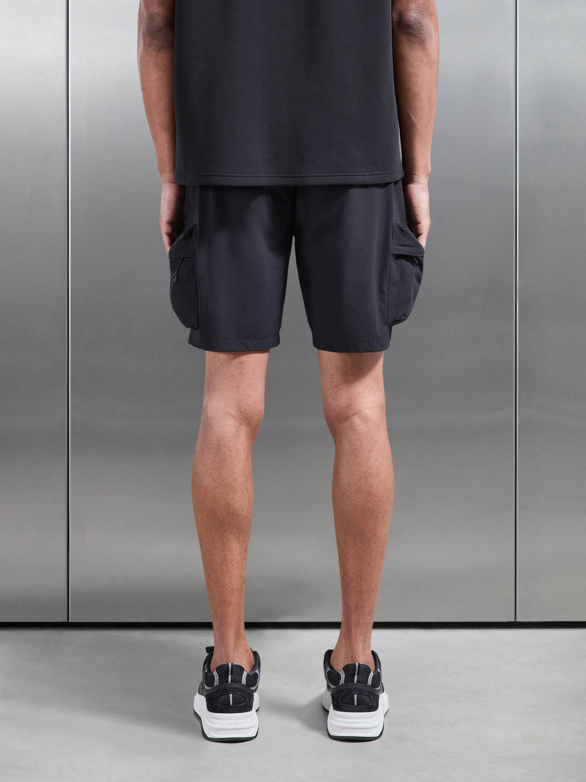 3D Pocket Cargo Short in Black