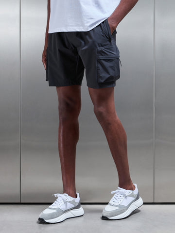 3D Pocket Cargo Short in Grey