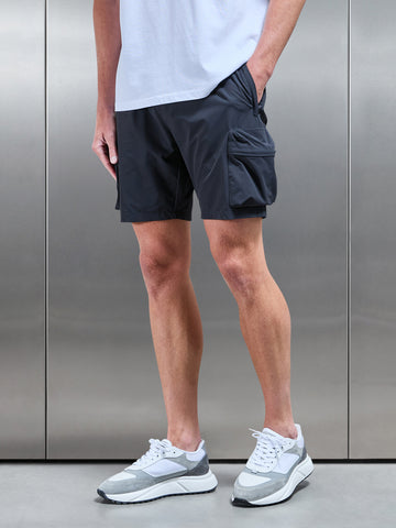 3D Pocket Cargo Short in Grey