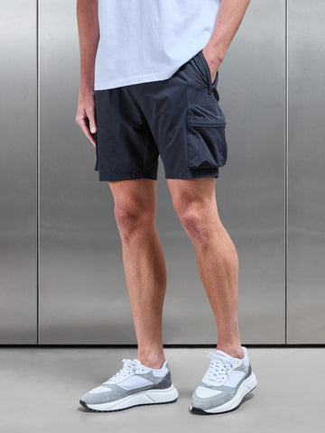 3D Pocket Cargo Short in Grey