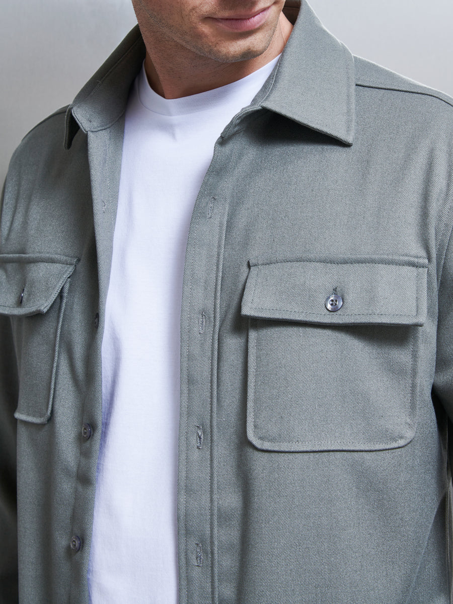 Smart Textured Overshirt in Olive