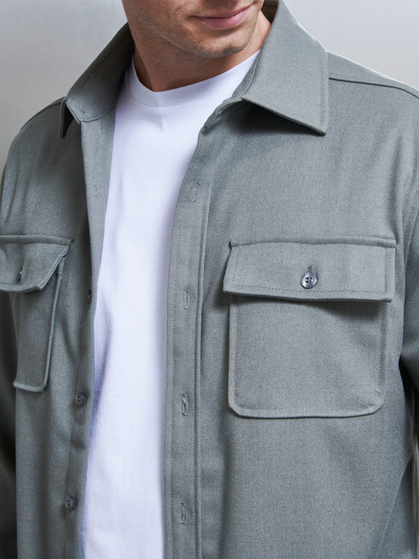 Textured Overshirt in Olive
