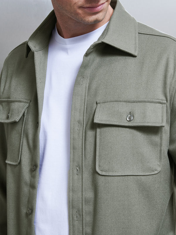 Smart Textured Overshirt in Olive